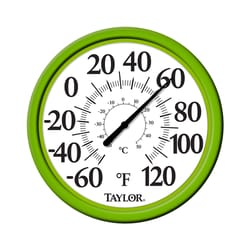 Taylor Round Dial Thermometer Plastic Green 13.25 in.