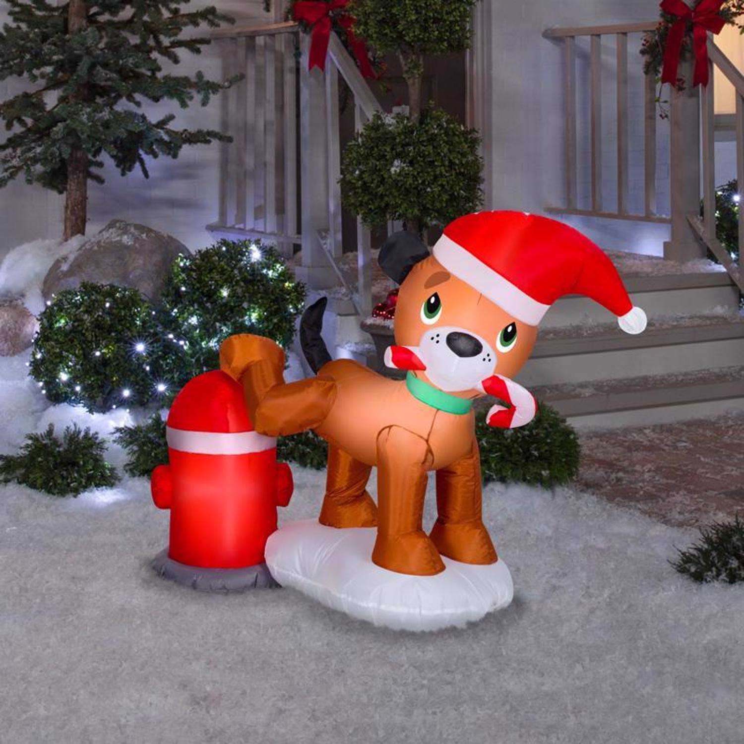 Gemmy Airblown LED 3.5 ft. Dog with Fire Hydrant Scene Inflatable - Ace ...