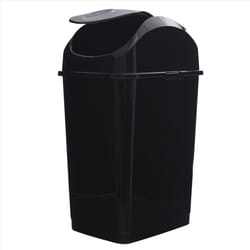 Superio Brand 5 qt Black Plastic Slim Swing Trash Can