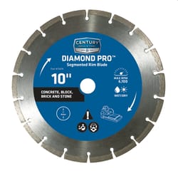 Century Drill & Tool 10 in. D X 1 in. Diamond Segmented Rim Diamond Saw Blade 1 pk