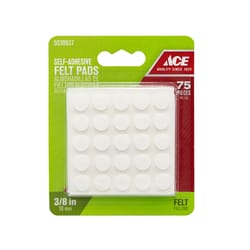Ace Felt Self Adhesive Protective Pad White Round 3/8 in. W 1 pk