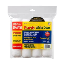 Purdy White Dove Woven Fabric 9 in. W X 3/8 in. Paint Roller Cover 4 pk