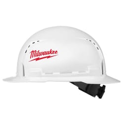 Milwaukee Ratchet Full Brim Hard Hat White Vented