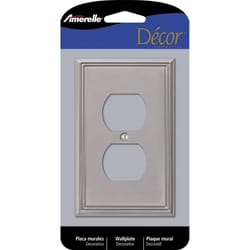 Amerelle Metro Brushed Nickel 1 gang Die-Cast Metal Duplex Wall Plate 1 pk