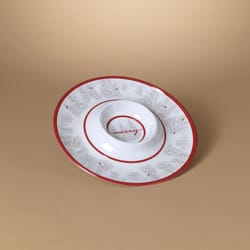 Gerson Red/White Holiday Cardinal Chip and Dip Plate