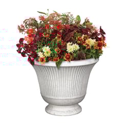 L&G Solutions 12.9 in. H X 16 in. D Polyresin Pedestal Urn Planter Stone