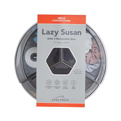 Spectrum Hexa Clear/Gray Plastic/Silicone Lazy Susan with Removable Bins