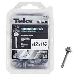 Teks Elite No. 12 X 1-1/2 in. L Hex Drive Hex Washer Head Roofing Screws 75 pk