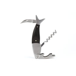 KIKKERLAND Black/Silver Stainless Steel/Wood Corkscrew