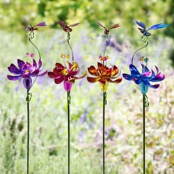 Alpine Assorted Metal/Plastic 42 in. H Flower and Insect Outdoor Garden Stake