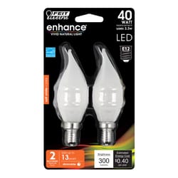 Feit CA10 (Flame Tip) E12 (Candelabra) LED Bulb Soft White 40 Watt Equivalence 2 pk