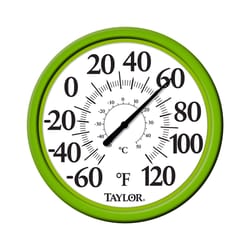 Taylor Round Dial Thermometer Plastic Green 13.25 in.