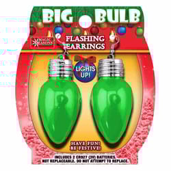 Magic Seasons Christmas Big Bulb Flashing Earrings Plastic 1 pk