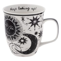 Karma Boho Black/White Ceramic Celestial Mug 3.7 in. D 1 pk