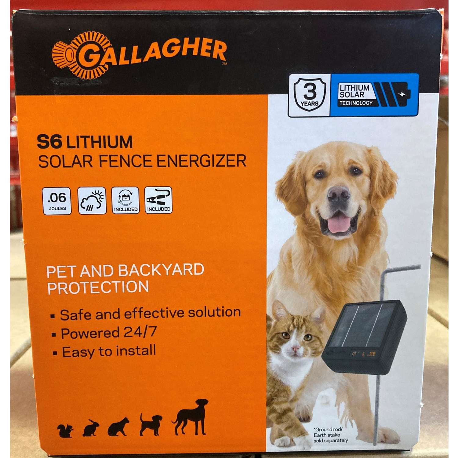Gallagher S6 Solar-Powered Fence Energizer .74 mi. Black Gallagher S6 Solar-Powered Fence Energizer .74 mi. Black
