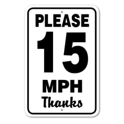 Noble Beasts Graphics English White Speed Limit Sign 18 in. H X 12 in. W