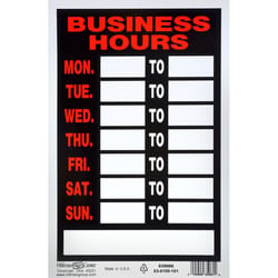 Hillman English Black Hours Sign 12 in. H X 8 in. W