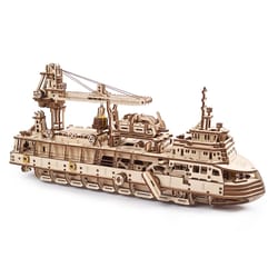 UGears Research Vessel Mechanical Model Kit Tan 575 pc