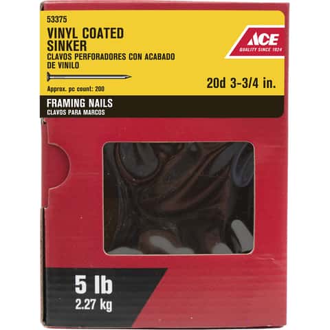 Ace 20D 3-3/4 in. Sinker Vinyl Steel Nail Checkered Head 1 lb Ace 20D 3-3/4 in. Sinker Vinyl Steel Nail Checkered Head 1 lb