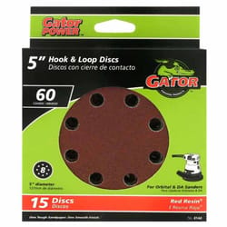 Gator 5 in. Aluminum Oxide Hook and Loop Sanding Disc 60 Grit Coarse 15 pk