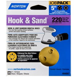 Norton Hook & Sand 5 in. Aluminum Oxide Hook and Loop A290 Sanding Disc 220 Grit Very Fine 25 pk