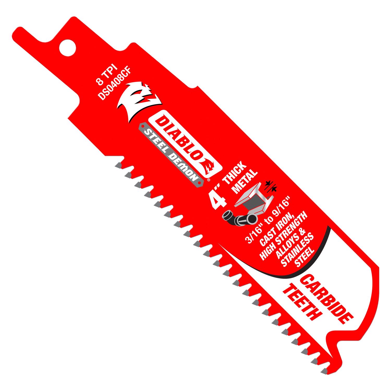 Diablo Steel Demon 4 in. Carbide Tipped Thick Metal Reciprocating Saw Blade 8 TPI 1 pc
