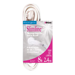 Slimline Indoor 8 ft. L White Extension Cord 16/3 SPT-2