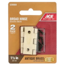 Ace 2.75 in. W X 1-1/2 in. L Antique Brass Brass Broad Hinge 2 pk