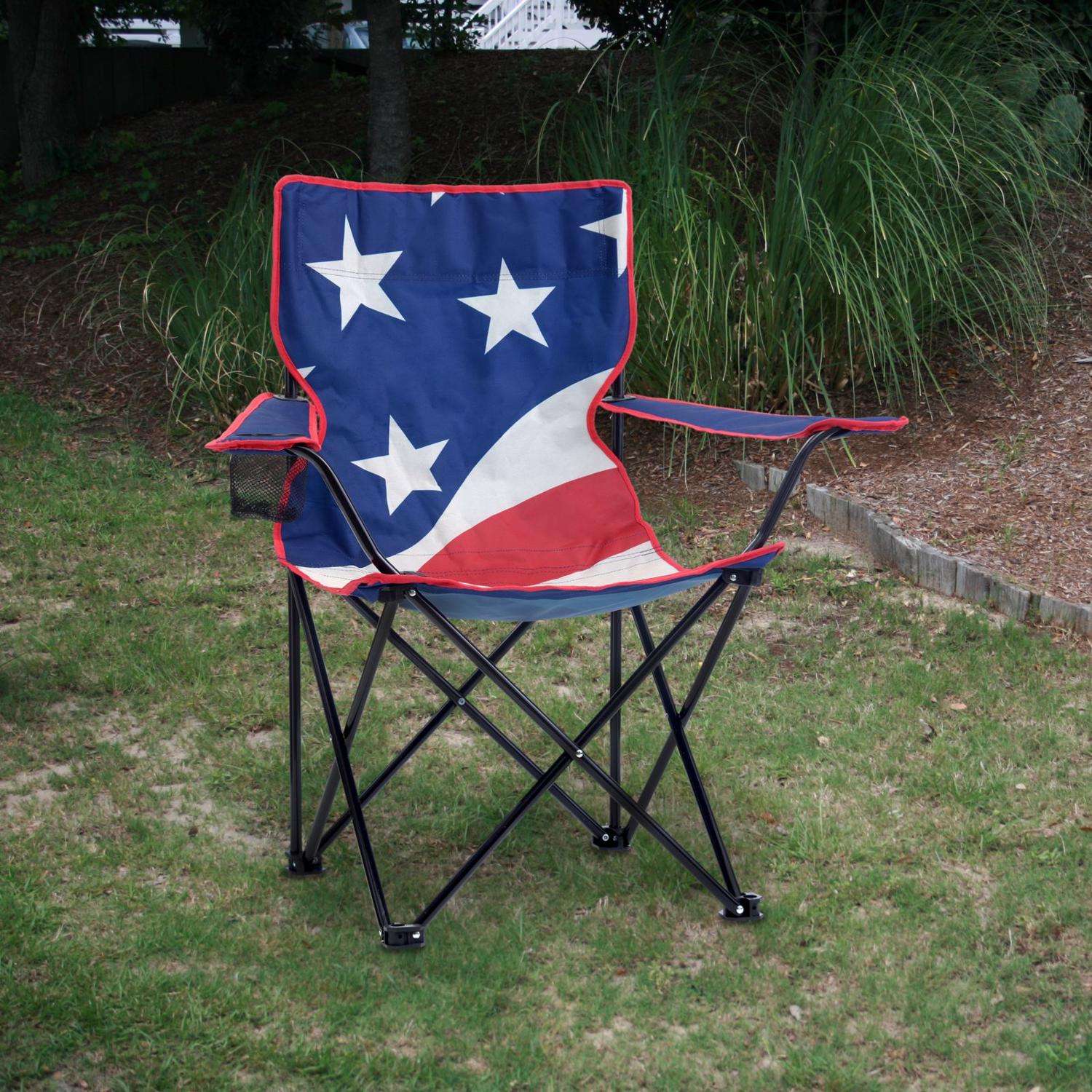 QuikShade Red/White/Blue USA Classic Folding Quad Chair - Ace Hardware