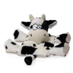 Steel Dog Black/White Plush Barnyard Buddy Cow Squeak Dog Toy 1 pk