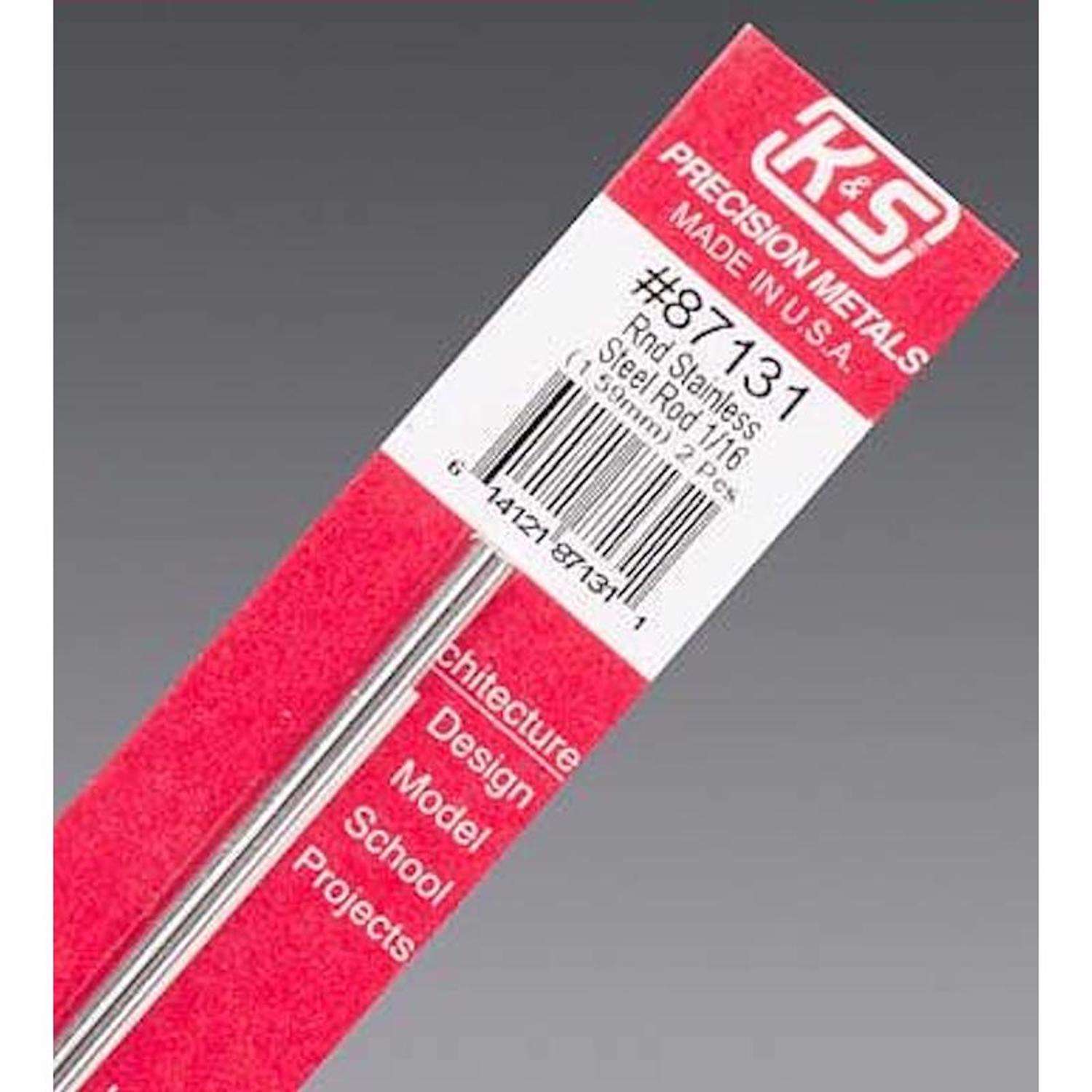 K&S 1/4 in. D X 12 in. L Stainless Steel Unthreaded Rod