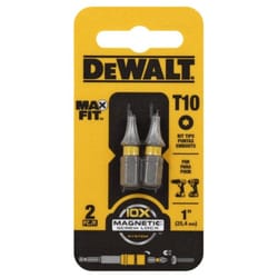 DeWalt Max Fit Torx T10 X 1 in. L Insert Bit S2 Tool Steel 2 pc