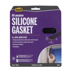 M-D BUILDING PRODUCTS Black Silicone Weatherstrip For Doors 240 in. L X 0.25 in.