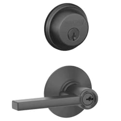 Schlage Latitude Straight/Contemporary Matte Black Entry Knob and Single Cylinder Deadbolt