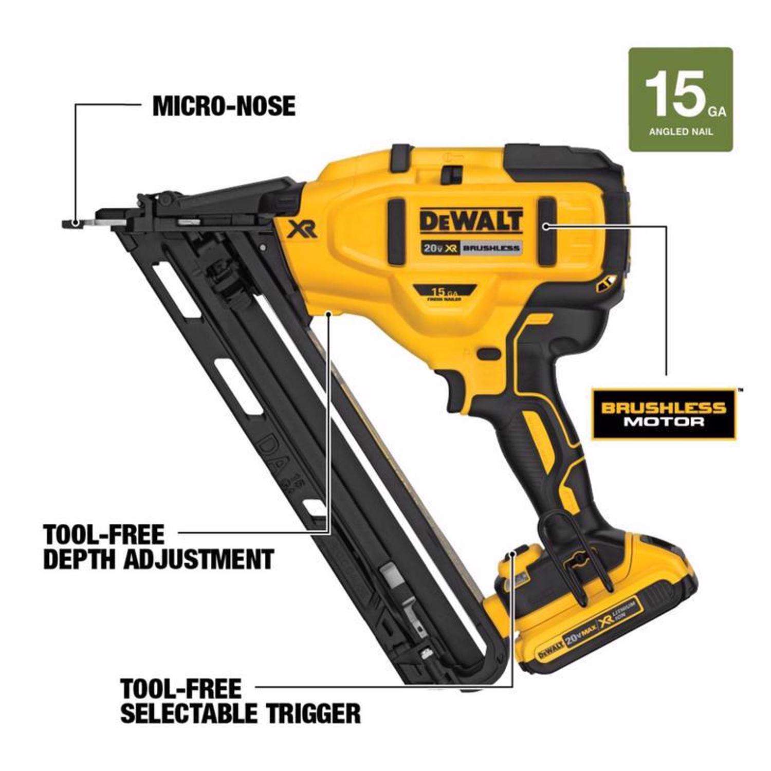 DeWalt 20V MAX XR 15 Ga. Cordless 34 deg Nailer 20 V Ace Hardware