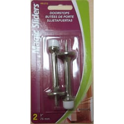 Magic Sliders 3 in. W Metal Satin Nickel Silver Screw-In Door Stop Mounts into Base Trim