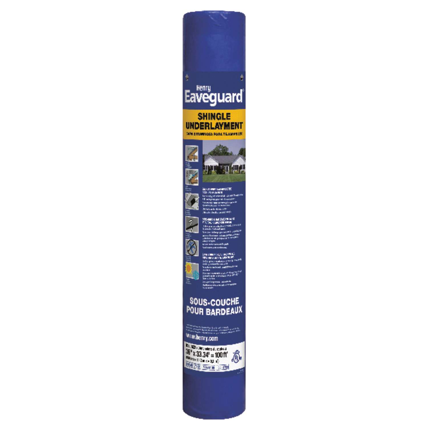 Henry 3 ft. W x 33.3 ft. L Fiberglass SelfAdhesive Shingle Underlayment 15 lb. Blue Ace Hardware