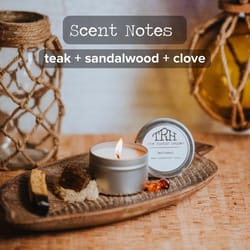 The Rustic House Silver Teakwood Scent Candle 4 oz
