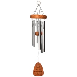 Wind River In Loving Memory Silver Aluminum/Wood 18 in. Wind Chime