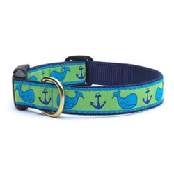 Up Country Blue Whale Nylon Dog Collar Large