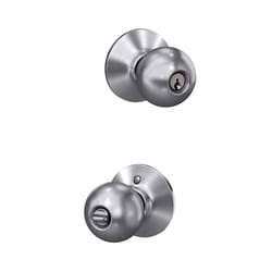 Schlage F Series Orbit Satin Chrome Entry Knobs 1-3/4 in.