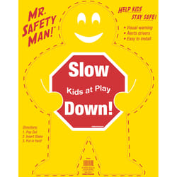 Hillman English Yellow Children At Play Sign 24 in. H X 19 in. W