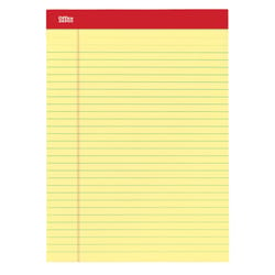 Office Depot 8-1/2 in. W X 11-3/4 in. L College Ruled Double Stitched Yellow Perforated Writing Pads