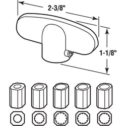 Prime-Line 2.4 in. L Die-Cast White Zinc Universal Casement Tee Handles 2 pk