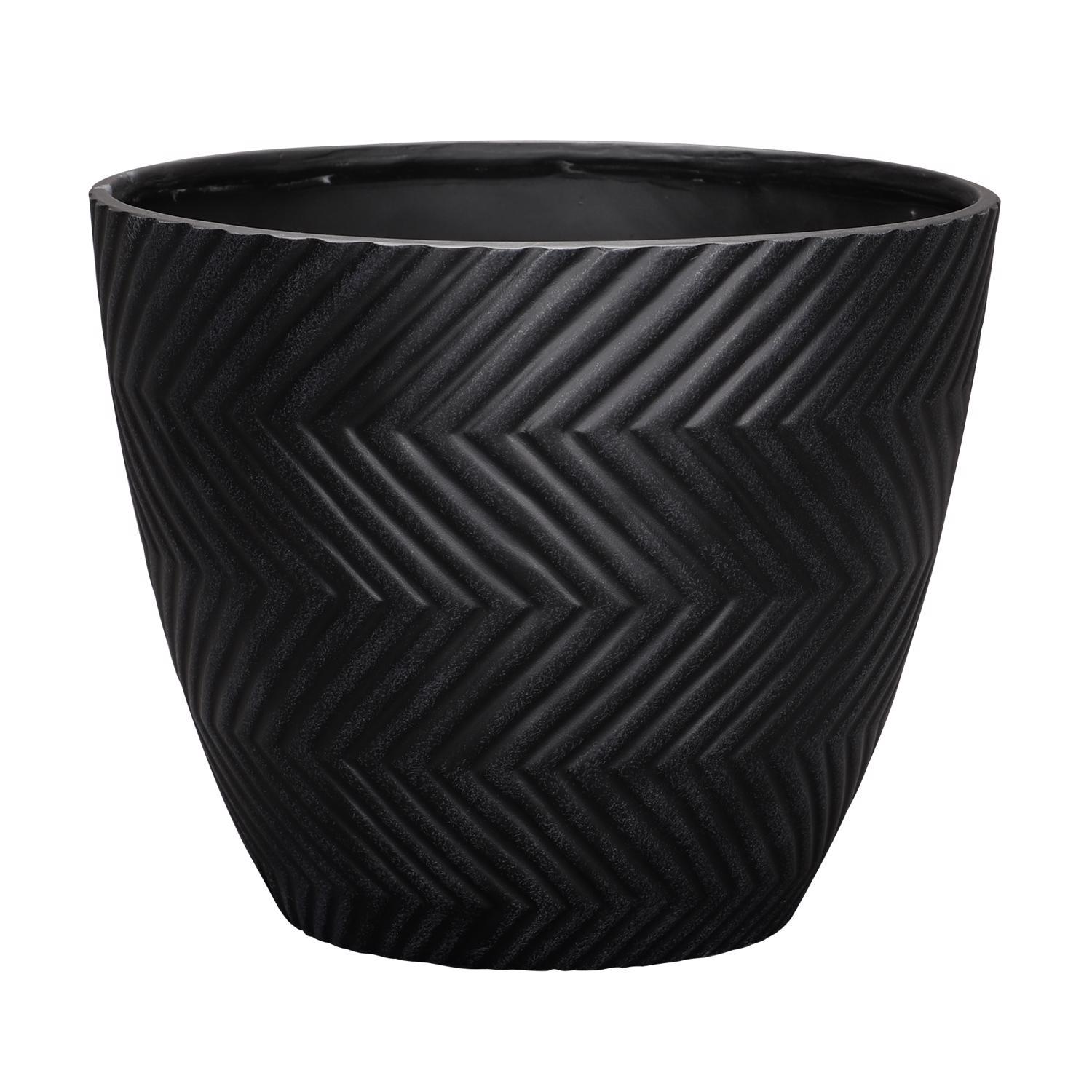 L&G Solutions 13 in. H X 16 in. D Polyresin Yuma Planter Black Ace