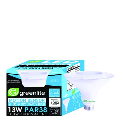 Greenlite PAR38 E26 (Medium) LED Motion Activated Bulb Bright White 100  Watt Equivalence 1 pk