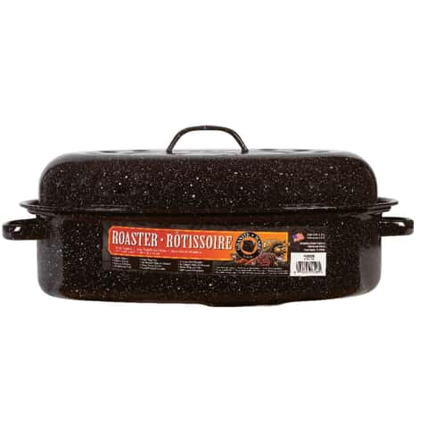 Granite Ware Covered Oval Roaster, Black, 13 x 8 x 5