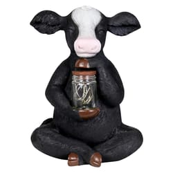 Exhart WindyWings Multicolored Plastic/Resin 11 in. H Cow with Firefly Jar Statue