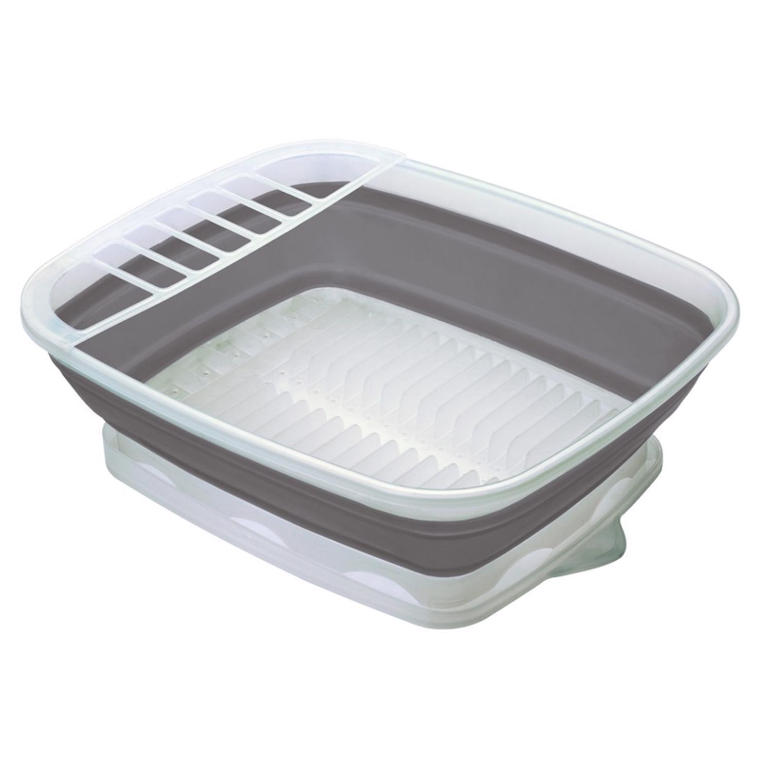 Progressive Prepworks 19 in. L X 16 in. W X 2.5 in. H Clear/Gray Plastic Dish Rack Sansujyuku sansujyuku.com