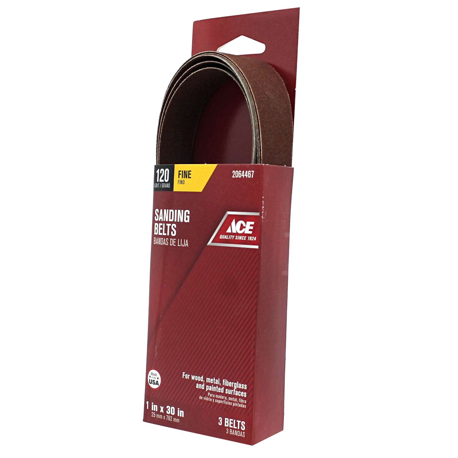 Details about   Ace 120 Grit Fine 1" x 30" inch Sanding Belts *3 Belts in 1 Package* 2064467 